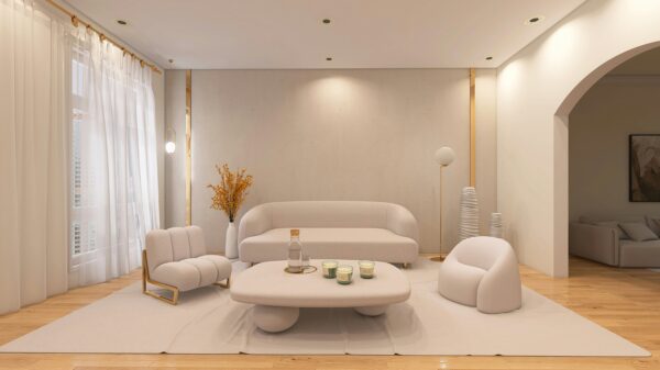Salón luminoso de una vivienda nueva con suministro eléctrico dado de alta