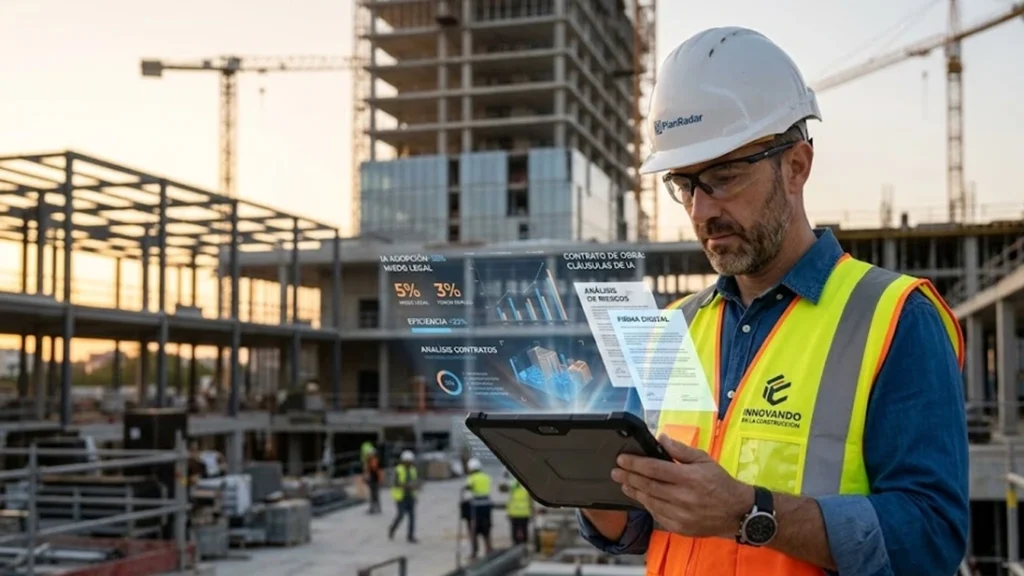 Gestor de proyectos analiza documentos en una tablet