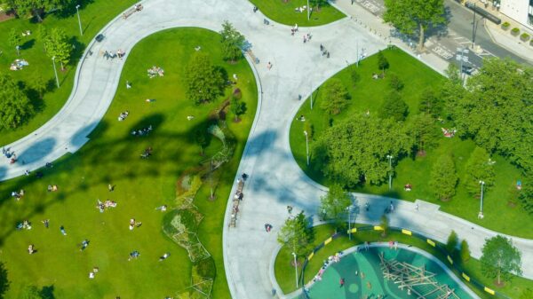 vista área de un parque urbano