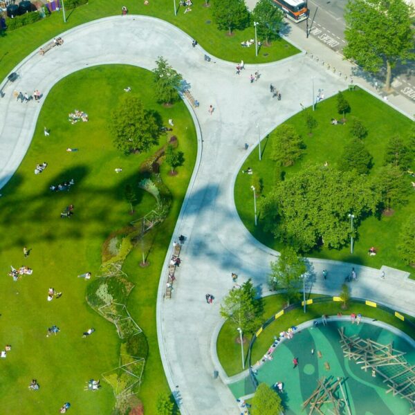 vista área de un parque urbano
