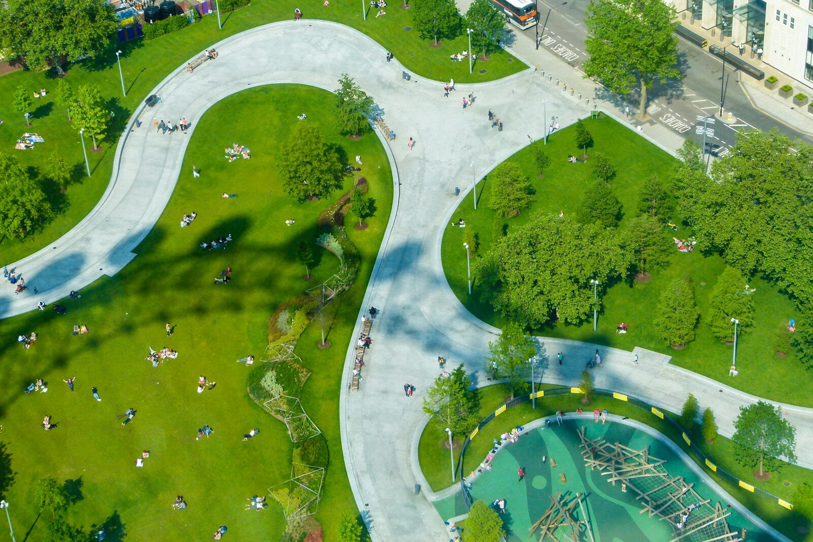 vista área de un parque urbano