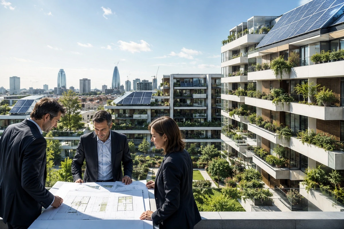 Complejo residencial y living recién construido de alta eficiencia energética para inversión institucional